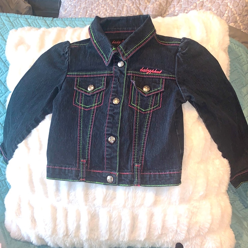 Baby Phat denim jean jacket size 5/6 girls. Super cute puffy sleeves